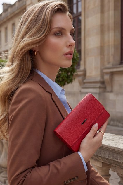 Genuine Leather Red Stylish Wallet