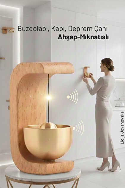 Ahşap Kapı Çanı - Deprem Zili - Dekoratif Zil -Japon Rüzgar Çanı Yapışkanlı ve Mıknatıslı 722666