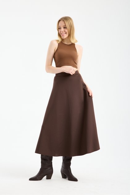 Women's Scuba Diving Fabric Long Bell Skirt - Suitable for Hijab Stretch Fabric Flexible Waist