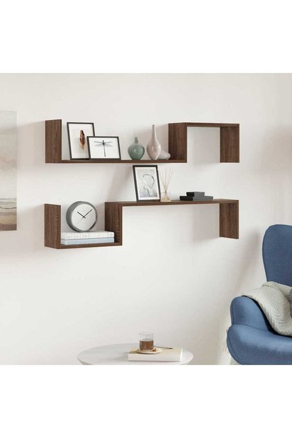 Wall Shelves 2 pcs Brown Oak 100x15x20 cm Engineered Wood