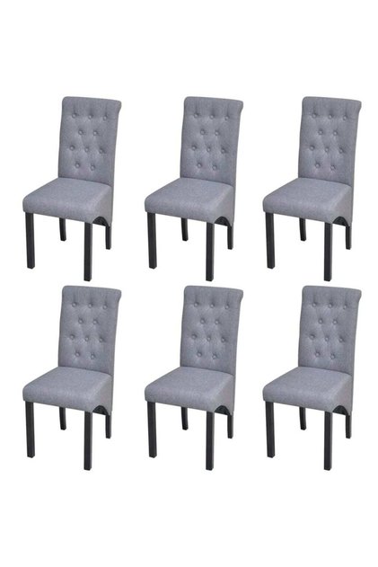6 Dining Chairs Fabric Upholstery Dark Grey High