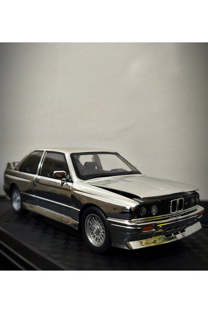 BMW M3 E30 MPower 1:24 Krom Renk Diecast Metal Model Araba Koleksiyon