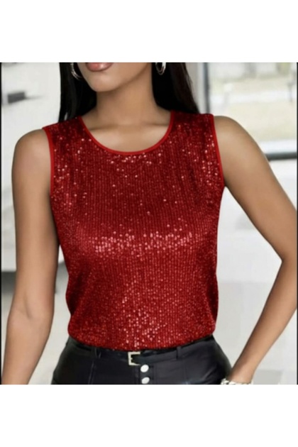 Women's Crew Neck Sequin Blouse