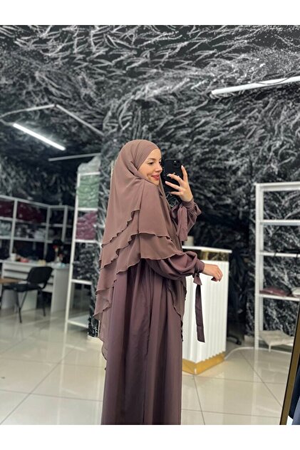 Fashion journey ferace sufle koldan bağlamalı takım hac umre