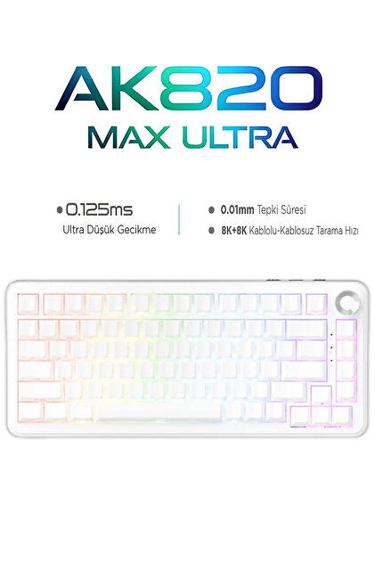 Ajazz AK820 Max Ultra 3 Modlu Manyetik Switch Klavye-8+8K tepkime
