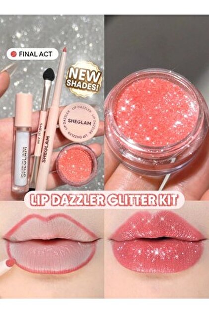 SHEGLAM Lip Dazzler Glitter Kit – Debutante - (Pembe Altın