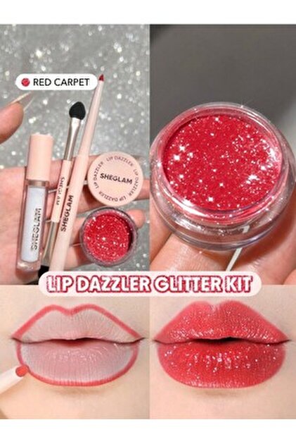 SHEGLAM Lip Dazzler Glitter Kit – Debutante - (Pembe Altın
