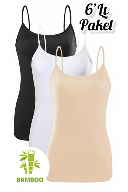 6-Pack Luxury Bamboo String Strap Women's Tank Top Ozt6-504