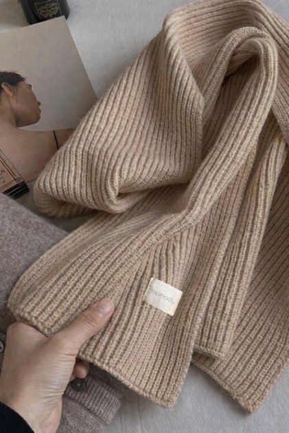 100% Premium Acrylic Knit Ribbed Scarf Winter Accessory Brown