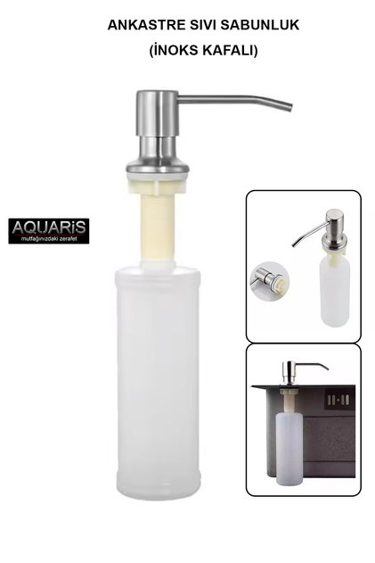 Ankastre Sıvı Sabunluk (İnoks başlıklı) Başlıktan doldurulan model - Evye/Tezgah uyumlu 350 ml