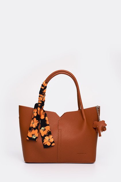 Women's Scarf Detailed Long Strap Handbag Brown
