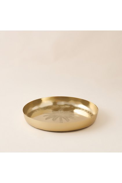 وعاء معدني مزخرف منقوش عليه شجرة نخيل - 30 × 30 سم