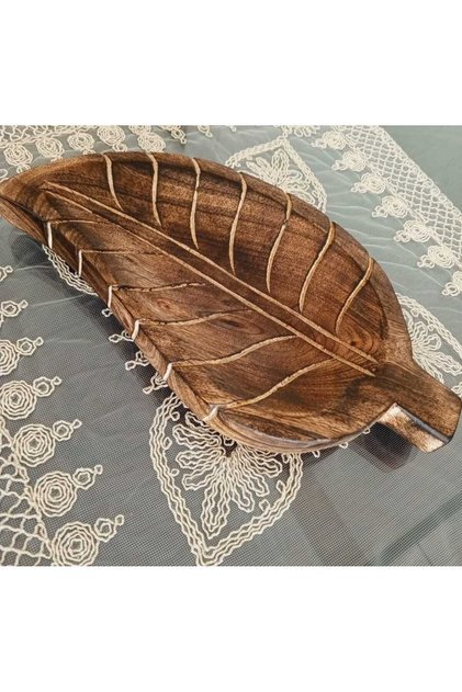 Sunum Tabak Doğal Ağaç Yaprak Modeli