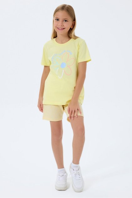Girl's Yellow Shorts Set