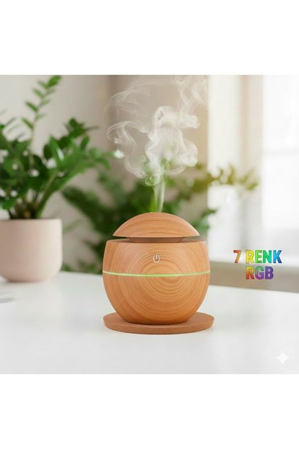 Oval 200ml Hava Nemlendirici - 7 Renk RGB Işıklı Difüzör - Type-C Girişli Aromaterapi (Regular)