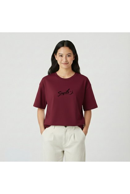 Women's Smile Printed Crew Neck Tshirt