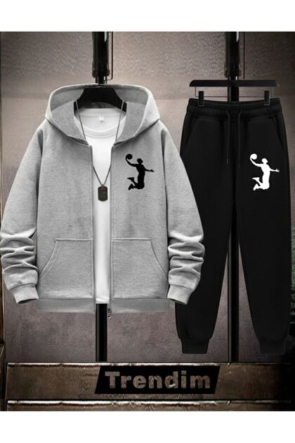 Unisex Hooded Sports Tracksuit Set Printed Football Golf Basketball Printed Comfortable Casual 2-Piece Combination
