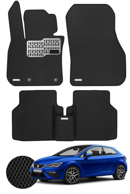 Seat Leon 2012-2020 Arası Uyumlu Hücreli Premium Eva Paspas Seti Tam Set Paspas Takımı Siyah