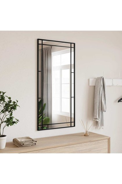 Wall Mirror Black 50x100 cm Rectangle Iron