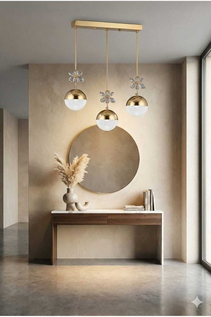 Gold Modern Masa Üstü 3 Top Sarkıt 3 Renk LED Modern Avize