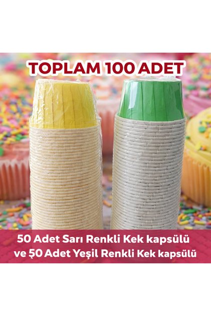 Yellow Color Muffin Cake Capsule 50 Pieces + Green Color Muffin Cake Capsule 50 Pieces Total 100 Pieces