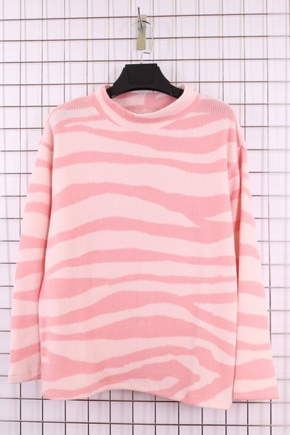 Women's Plus Size Stretch Fabric Mock Neck Zebra Print Soft Pullover Mom Blouse - Pink