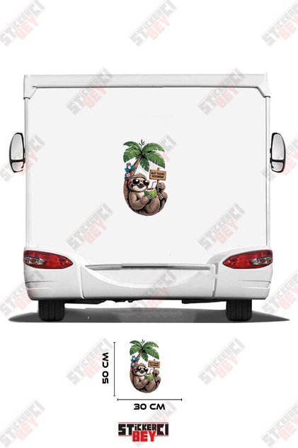 Lazy Animal Sleeping on Palm Tree Visual Caravan Sticker Decoration