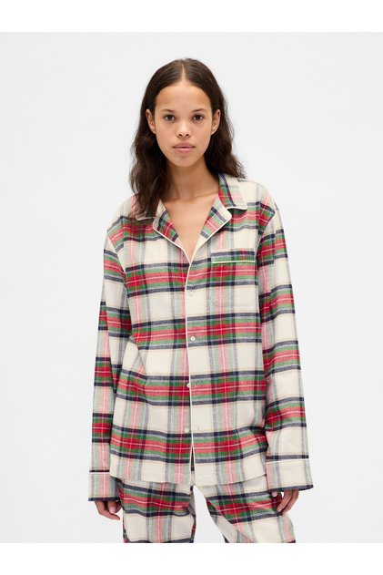 Kadın Kırık Beyaz Softest Flannel Pijama Üstü