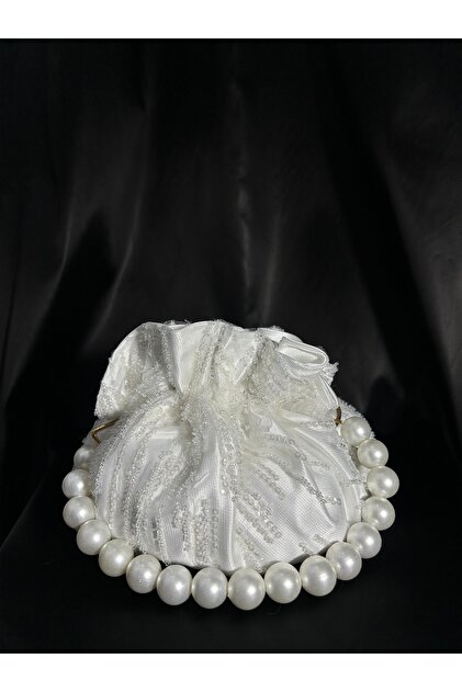 Aurora White Lace Stone Sequin Bridal Bag