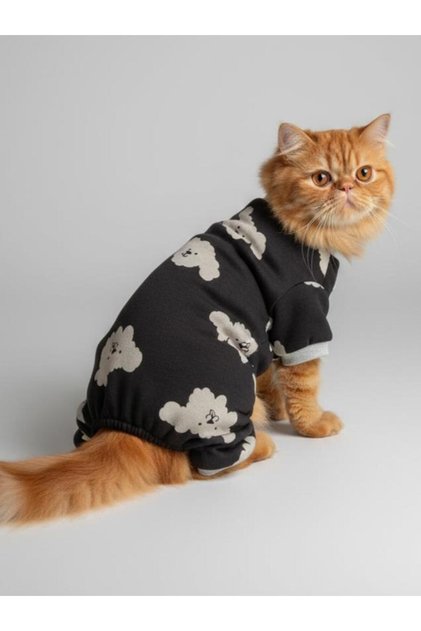 Doggy Doo Kedi Tulumu | Pamuklu Penye Kedi Kıyafeti | Küçük Irklar İçin | Tüy Dökülmesini Azaltır