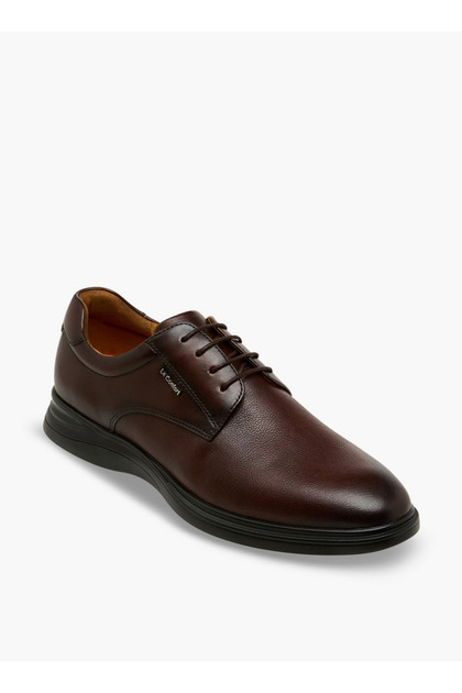 Men Leather Lace-Up Derby Shoes