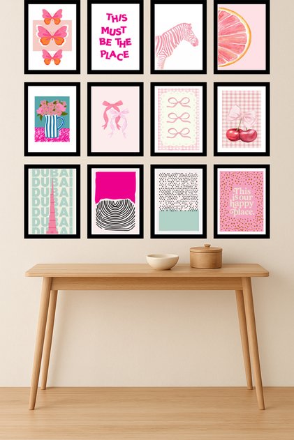 12'li Çerçeve Görünümlü Modern Duvar Tablo Seti – 15x20 cm MDF UV Baskı