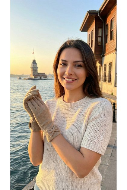 Premium Keçe Kadın Uzun Eldiven