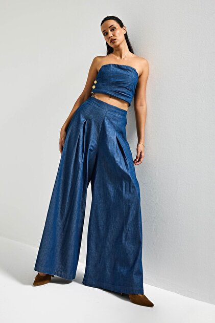 Damen Indigo 7s6-50 Super Palazzo Elastan-Stoff-Jeanshose