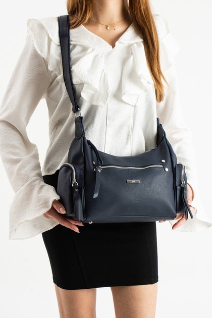Women's Quality Leather Shoulder and Shoulder Bag with Two Side Pockets and 8 Compartments 735