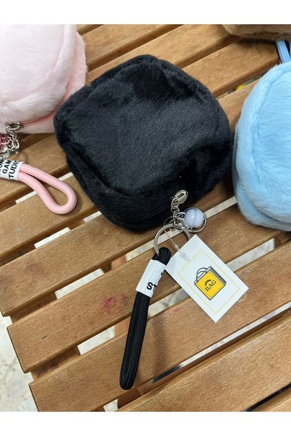 Peluş Cüzdan Anahtarlık Siyah