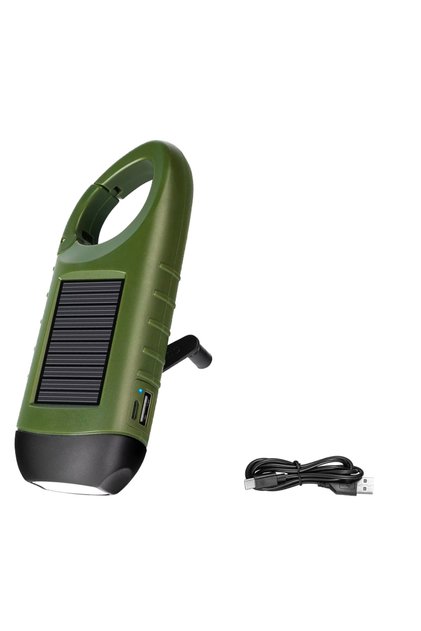 Heinast S084-B Portable LED Flashlight Tent Light Hand Crank Dynamo Solar Power Torch for Outdoor Ca