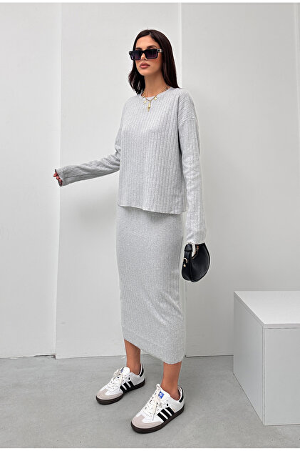 Women's Interlock Fabric Blouse Skirt Set