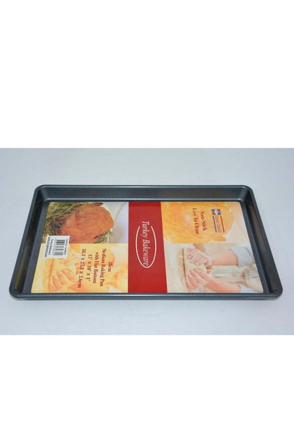 Homemaker Non-stick Medium Baking Pan, Flat Bottom, 38.1cm x 25.3cm x 2.6cm, Black