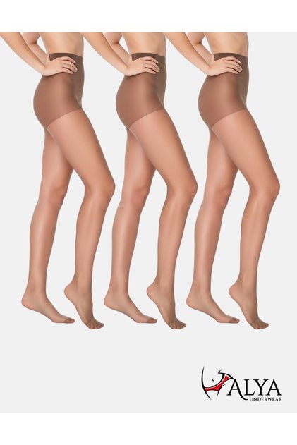 Women's Pantyhose, Shiny Thin, 15 Denier, Fit, 3-Pack, Chestnut