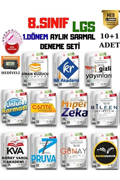 8. Sınıf LGS 1. Dönem Aylık Sarmal Deneme 10+1 adet