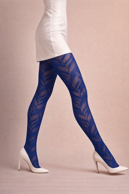Royal Blue Honeycomb Floor Geometric Pattern Opaque Women's Pantyhose
