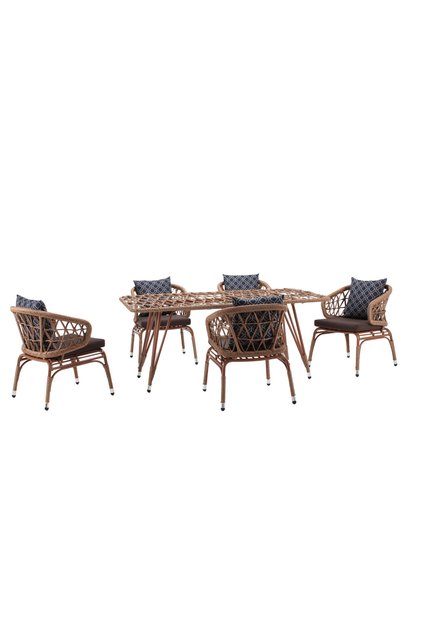 Salvya Bahçe Masa Takımı 145 x 85 cm Masa + 6 Tekli Sandalye
