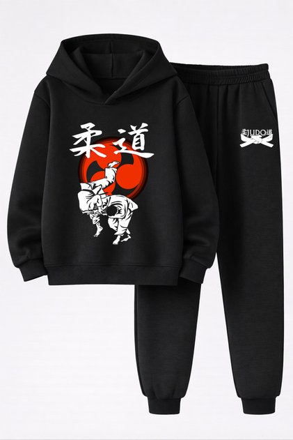 Judo Sports Printed 3-Ply Sweatshirt and Trackpants Children's Bottom-Upper Set