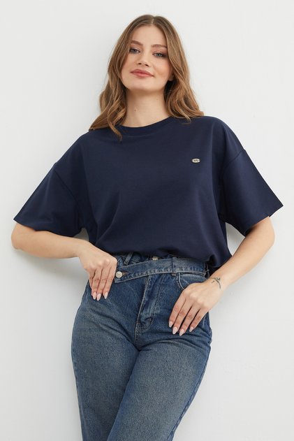 Oversize-T-Shirt mit Rundhalsausschnitt und Schleifen-Accessoire