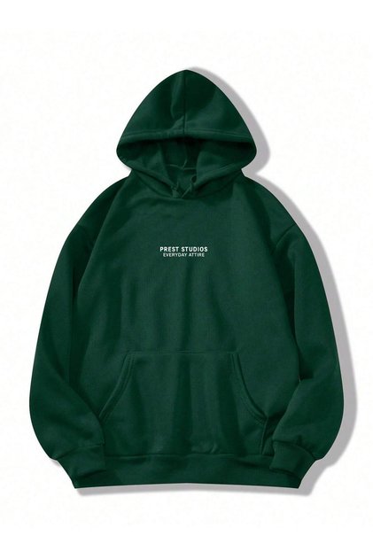 Men's Basic Printed Hooded Kangaroo Pocket Sweatshirt