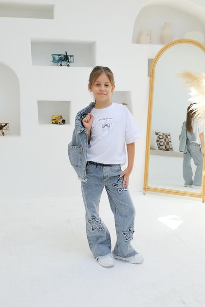 Star Applique Girls' Denim Pants
