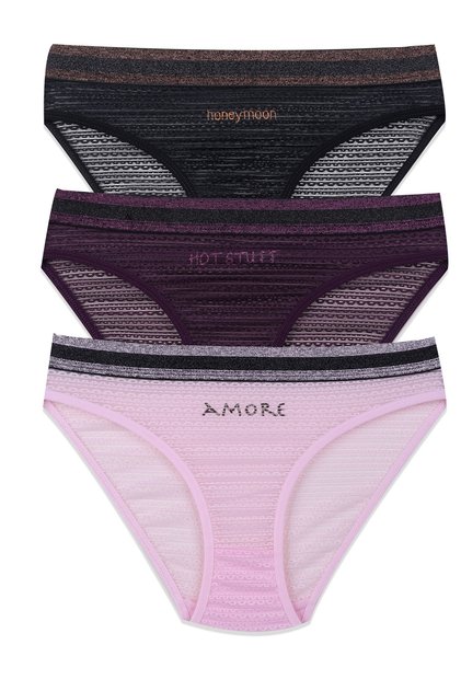 Women's 3-Piece Lacy - Printed Panties
