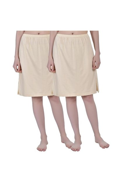 Women's Cotton Knee Length Skirt - Beige (Pack of 2)