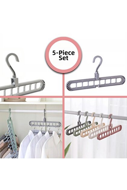 9 Compartments Space-Saving Folding Magic Clothes Hanger Set of 5 5 Pieces Magic Clothes Hanger
